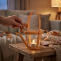 Windlicht Glas mit Metallrahmen Gießkanne Orange Ø14cm H13cm | Floristik24.at