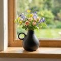 Mini-Keramikvase Schwarz mit Henkel, 8,5 cm hoch | Floristik24.at