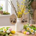 Holz-Ostereier mit Hasenmotiv, 13 cm, Natur-Weiß, 6er-Set, zum Aufhängen | Floristik24.at