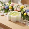 Dreidochtkerze Blütenform Wachs Grün-Weiß Ø11,5cm H4cm | Floristik24.at