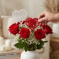 Blumenstecker Herz aus Holz 7cm Rot Weiß 12 Stück | Floristik24.at