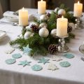 Weihnachtsdeko Streu- und Klebemotive Holz Weiß/Türkis 36 Stk 4,5 cm | Floristik24.at