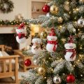 Christbaumschmuck Schneemann 9 cm mit Mütze und Schal, 4er-Set weiß | Floristik24.at