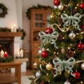 Christbaumschmuck Schleife 9 cm mit Glitter Grün 12 Stück | Floristik24.at