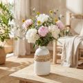 Blumenvase Keramik und Seegras cremeweiß H17,5cm | Floristik24.at