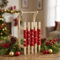 Deko Schlitten aus Holz 30×14,5×9,5 cm Natur und Rot mit Jutekordel | Floristik24.at