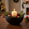 Kerzenhalter Schwarz Silber aus Metall Ø13cm H6,5cm für Weihnachts- und Wohnraumdekoration | Floristik24.at
