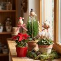 Blumenstecker Schneemann, Holz, Natur, 5–5,5cm, 9er-Set | Floristik24.at