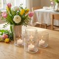 Kerzenhalter aus Glas, Windlicht, Ø 9,5 cm, H 9 cm, klar, 6 Stück | Floristik24.at