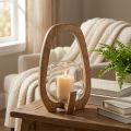 Laterne aus Mangoholz und Glas Ø12cm H20cm für Wohnzimmer und Tischdekoration | Floristik24.at