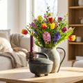 Dekovase Krug aus Keramik in Anthrazit und Beige, 18 cm Hoch | Floristik24.at
