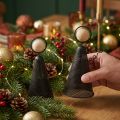 Engelfiguren aus Metall Schwarz und Holz Natur 15,5cm 2er-Set | Floristik24.at
