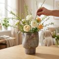 Deko Vase Keramik Metallic Braun Graublau 16,5×20,5cm | Floristik24.at