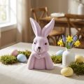 Hasenfigur Büste Beflockt Denkender Hase 16,5×13×27cm Fliederfarben Dekoration Ostern | Floristik24.at