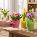Gewebter Papier-Übertopf Set Ø9cm H18cm in Pink, Gelb, Grün – 9 Stück | Floristik24.at