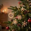 Strohsterne Christbaumschmuck Natur Rot Ø4-6cm 17-teilig | Floristik24.at