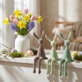 Beflockte Hasen Kantenhocker aus Kunststoff 28cm Grün und Braun 3er-Set | Floristik24.at