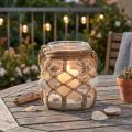 Deko-Glas mit Makramee und Muscheln, Ø 14 cm, hängend oder stehend | Floristik24.at