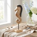 Seepferdchen Dekoration Mangoholz 28 cm mit Perlenverzierung | Floristik24.at