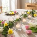 Teelichthalter aus Glas Blume Blau Ø7,5cm H6cm 6er Set | Floristik24.at