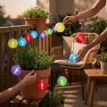 Solar-Lampionkette LED bunt 4,5 m mit 10 Birnen in Kaltweiß | Floristik24.at