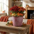 Blumentopf Metall Weinrot mit Blattdekor Ø25,5cm H22cm | Floristik24.at
