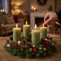 Stumpenkerzen aus Wachs Olivgrün 50×100 mm Set 4 Stück | Floristik24.at
