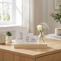 Kartenhalter aus Holz mit Minivase aus Glas, 25×7,5×12 cm, Naturfarben | Floristik24.at