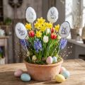 Blumenstecker Metall Deko-Eier mit Osterhasen-Motiv 5×7cm Weiß 8 Stück | Floristik24.at