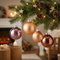 Weihnachtsbaumkugeln aus Glas Ø6 cm Rosa Apricot 24 Stück | Floristik24.at