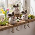 Keramik Kantenhocker Hase Dekofigur 6,5×7×9,5 cm Set 3 Stk Weiß-Grau | Floristik24.at
