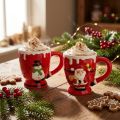 Keramiktassen Set Weihnachten Schneemann und Weihnachtsmann 10,5 cm Rot-Weiß 2 Stück | Floristik24.at