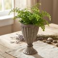 Deko Pokal Übertopf Antik Look Grau Braun Ø13cm H19cm | Floristik24.at