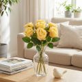 Rosenstrauß aus Polyester, künstlich, gelb, 44 cm, 6 Stück für Dekoration | Floristik24.at