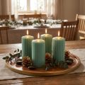 Stumpenkerzen aus Wachs Smaragdgrün gerillt 70 x 130 mm 4 Stück | Floristik24.at