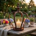 Windlicht Krone Braun Rost Mit Kerzenglas Ø14cm H18cm | Floristik24.at