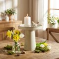 Tablett aus Metall mit Fuß 20 cm Beige-Grau für Kerzen und Figuren | Floristik24.at