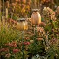 Gartenstecker Mohnkapsel Set aus Keramik, Braun, 60 cm, 2 Stück | Floristik24.at