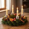 Silberne Stabkerzenhalter aus Metall mit Dorn 11 cm für Adventskränze, 12er Set | Floristik24.at