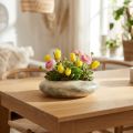 Dekoschale oval Keramik Creme Graugrün 19×14×5cm | Floristik24.at