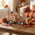 Tischdekoration Holz-Lieferwagen mit Kürbis 20×7,5×12,5cm Braun-Orange | Floristik24.at