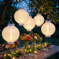 Lampion LED Solar 20cm Weiß Kunststoff für Garten und Balkon | Floristik24.at