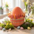 Osterei Dekoration Kunststoff beflockt Orange Apricot 20cm | Floristik24.at