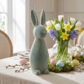 Dekofigur Hase Kunststoff Beflockt Graugrün 47cm für Innenbereich | Floristik24.at