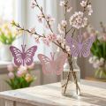 Deko-Schmetterlinge aus Holz, 12 cm, Lila/Pink/Rosa, 12er-Set | Floristik24.at