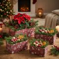 Blumenkasten Holz Rot Weihnachten Motiv 4er-Set 24–40cm | Floristik24.at