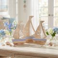 Segelboot Deko Aufsteller Holz Natur Hellblau 25,5×16,5 cm 3 Stück | Floristik24.at