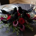 Hochzeitstauben Schwarz mit Draht aus Styropor und Federn 7cm 4 Stück | Floristik24.at