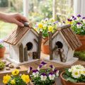 Deko-Vogelhaus Nistkasten Holz Weiß Shabby Chic 14,5cm 2 Stück | Floristik24.at