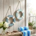 Deko-Rettungsring aus MDF mit Baumwollkordel, Durchmesser 17 cm, Hellblau und Dunkelblau, 2 Stück | Floristik24.at